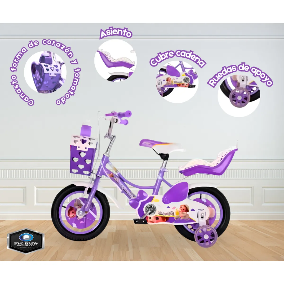 GENERICO - Bicicleta para Niña ARO 16 MORADO