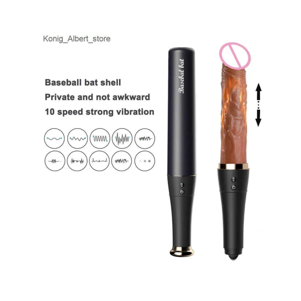 GENERICO - VIBRADOR DILDO BASEBALL BAT TELESCOPICO