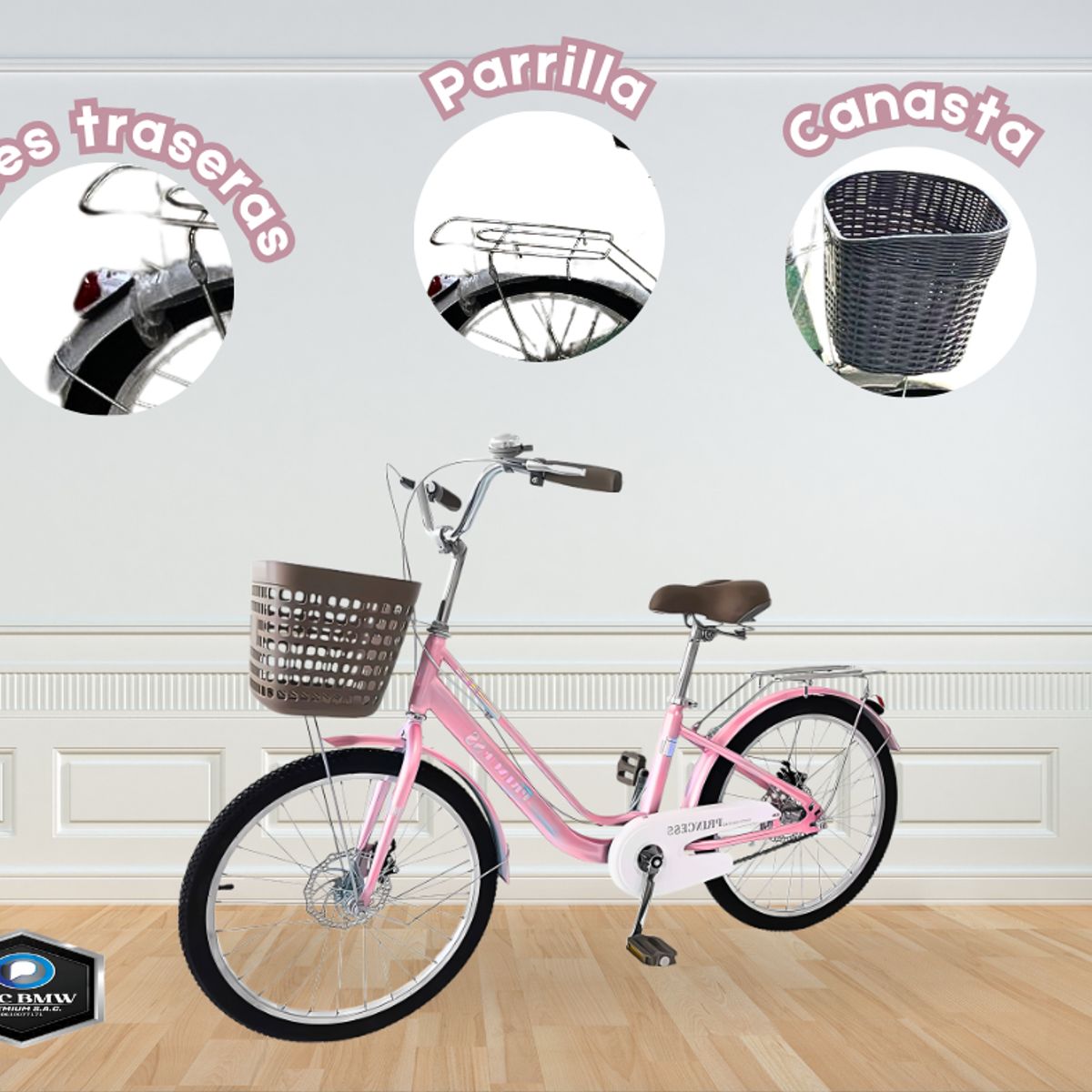 GENERICO - Bicicleta vintage ROSADO ARO 16