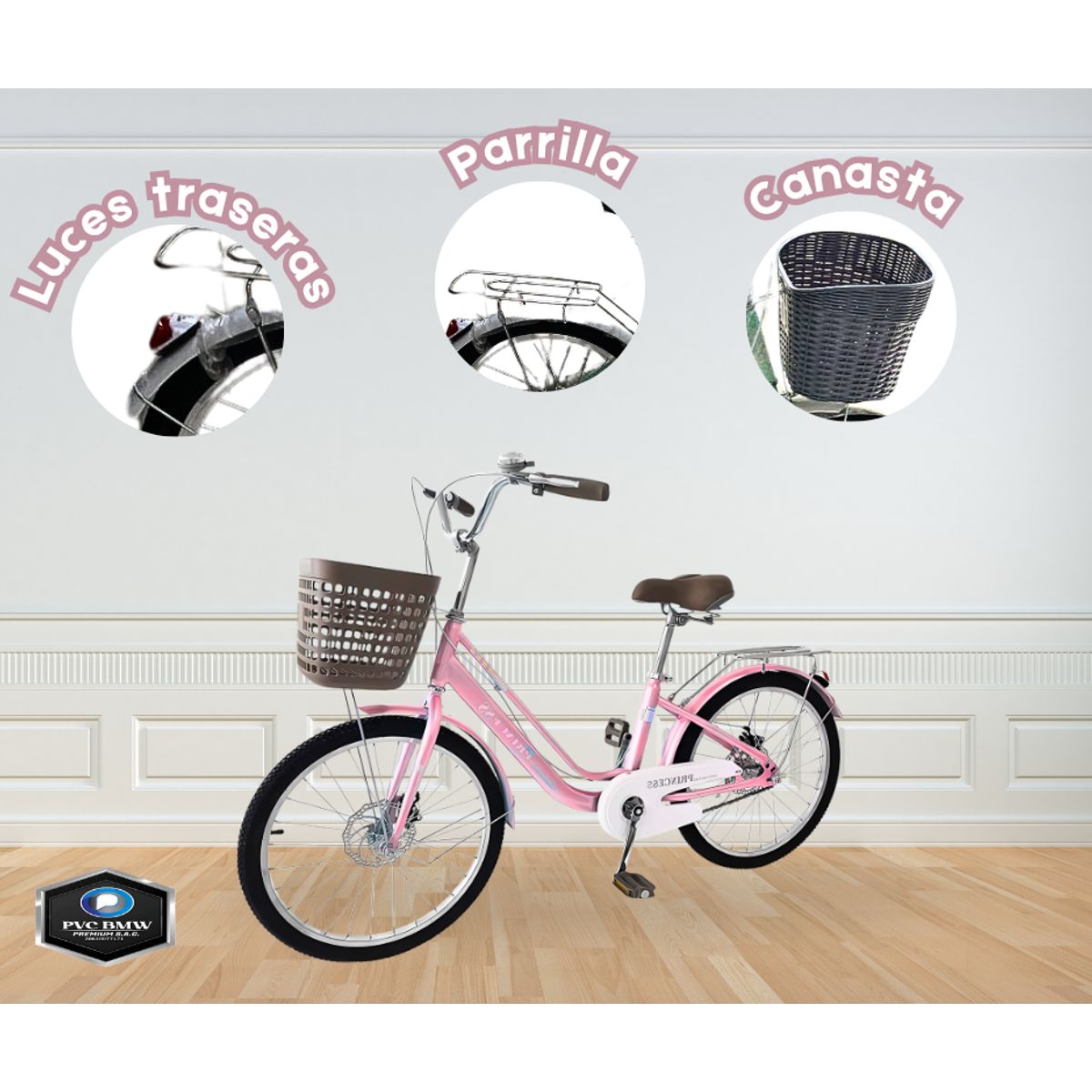 GENERICO - Bicicleta vintage ROSADO ARO 16