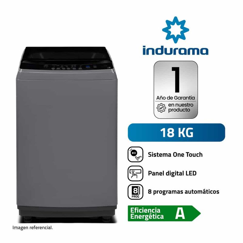 INDURAMA - Lavadora Automática Indurama LRI-18DGR 18kg Gris Oscuro
