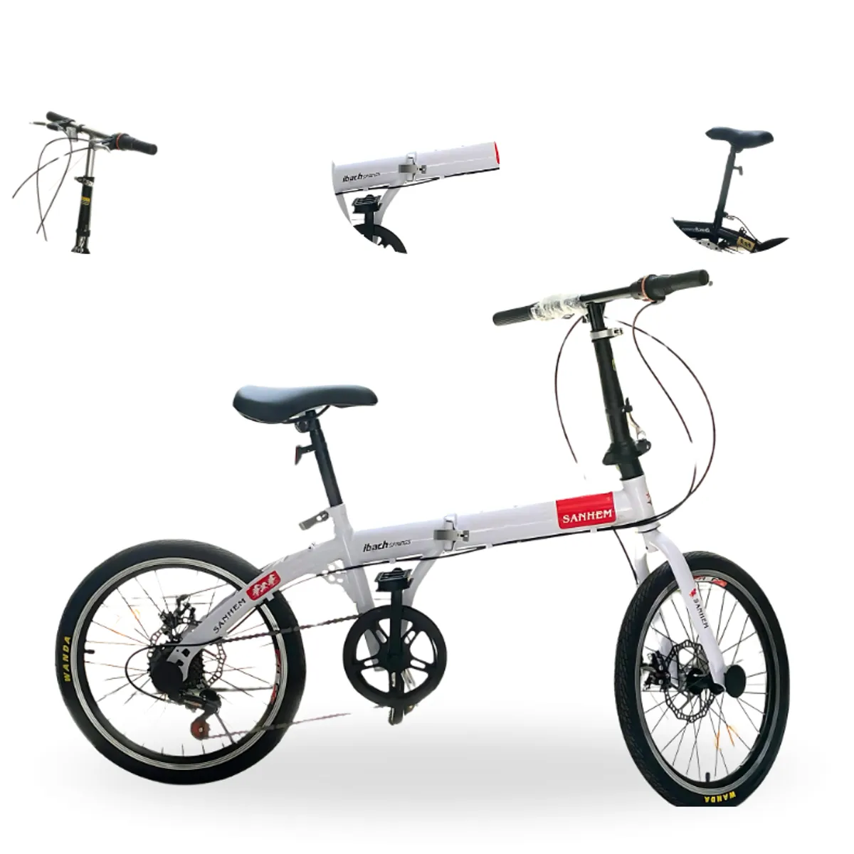 GENERICO - Bicicleta Urbana Plegable BLANCO ARO 16
