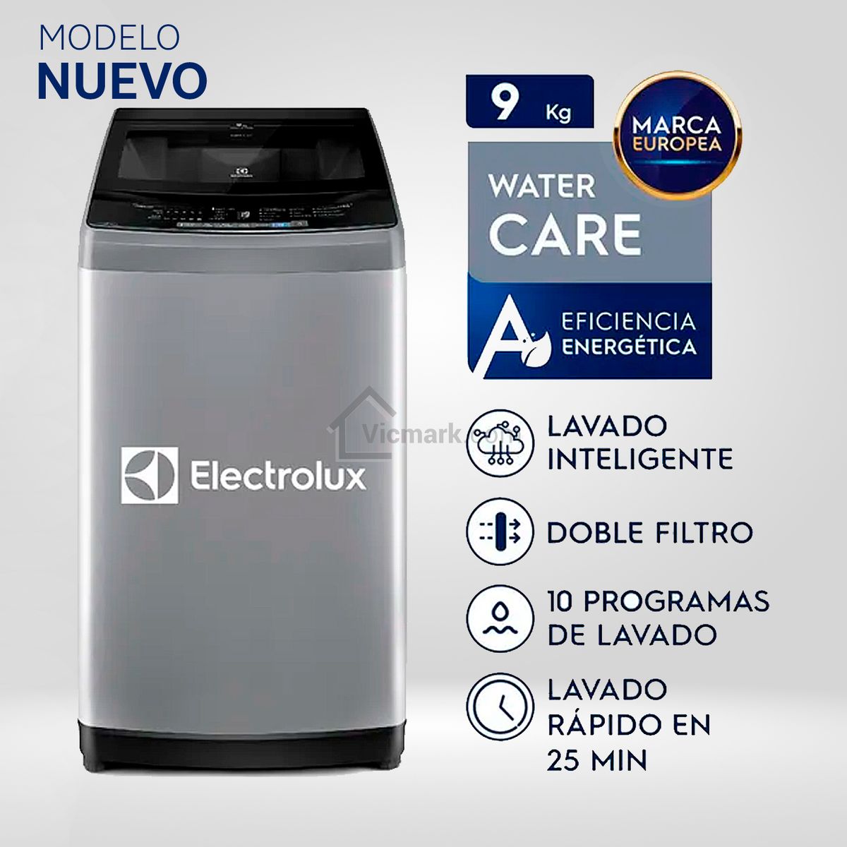 ELECTROLUX - Lavadora Electrolux Carga Superior 9kg Premium Care Gris EWIW09F2USVG