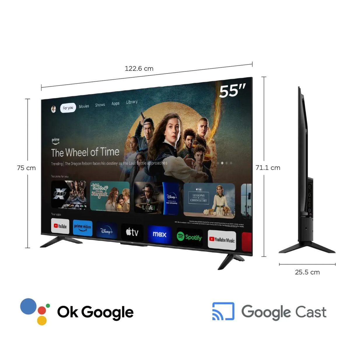 TCL - Televisor TCL 55 Qled 4k Google Tv 55T6C