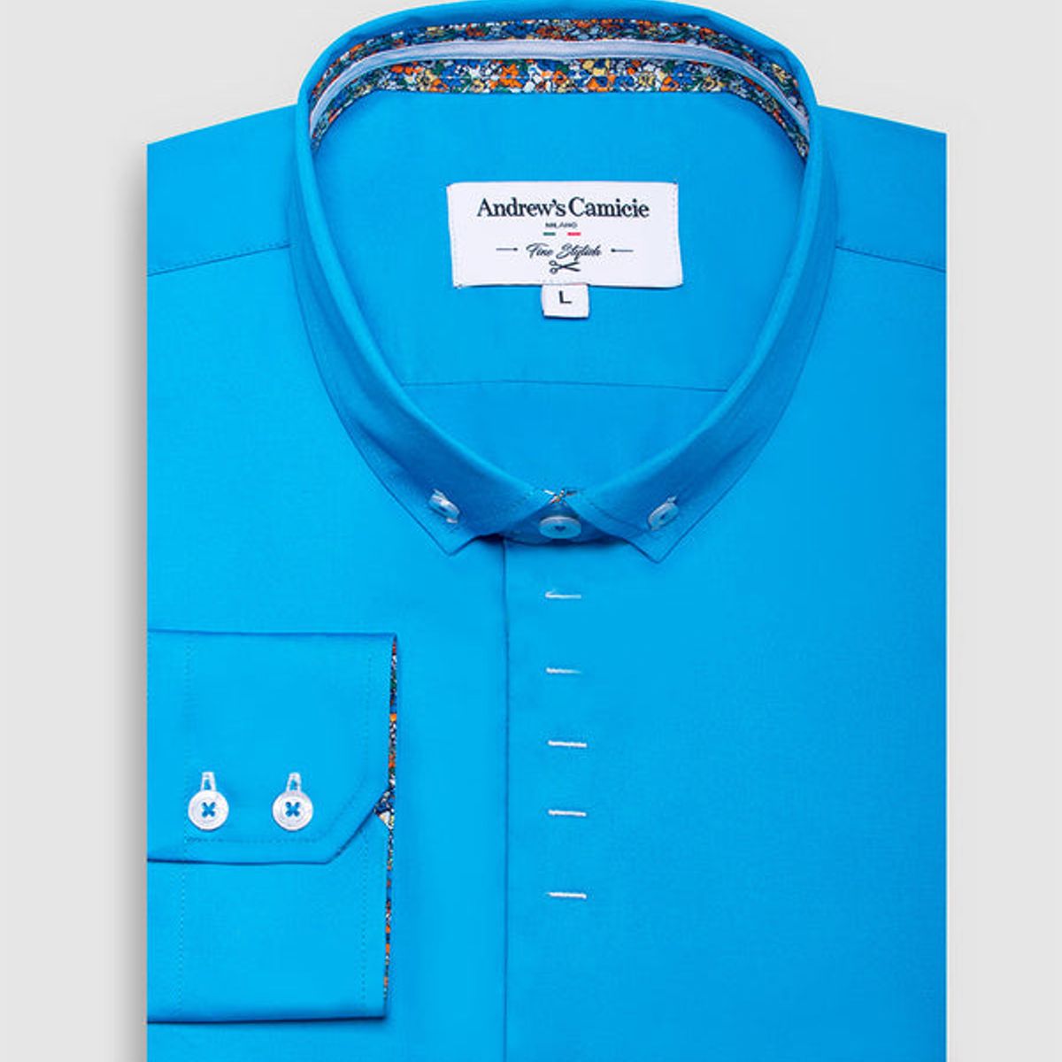 ANDREW'S TIES - Camisa Casual- cuello button-down turquesa