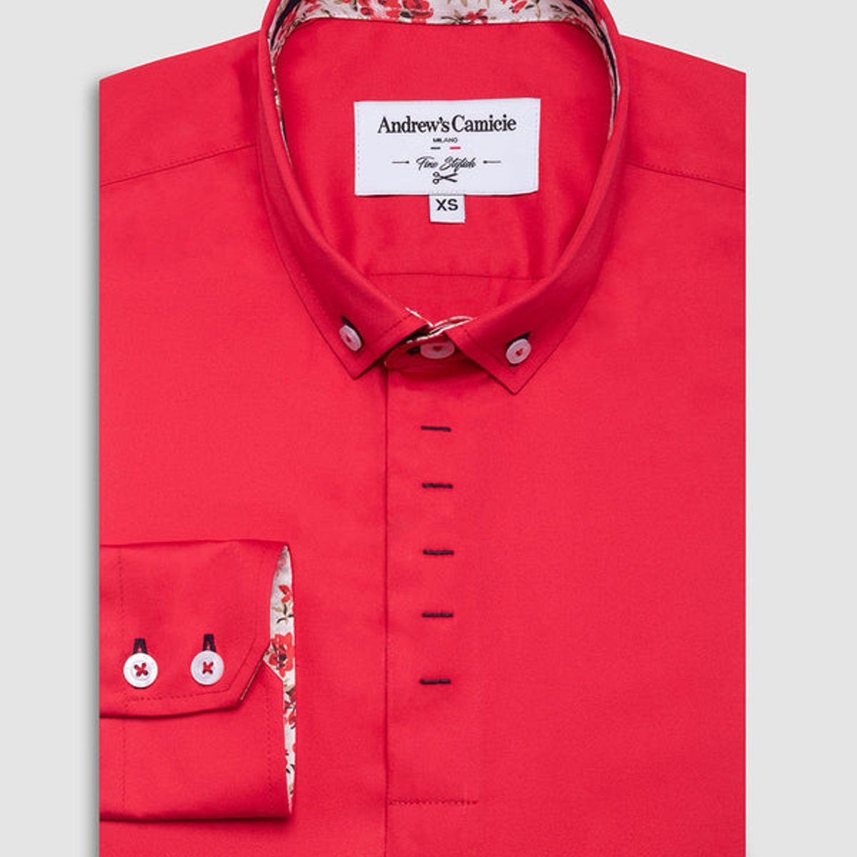 ANDREW'S TIES - Camisa Casual - cuello button-down  puño simple 2 botones rojo