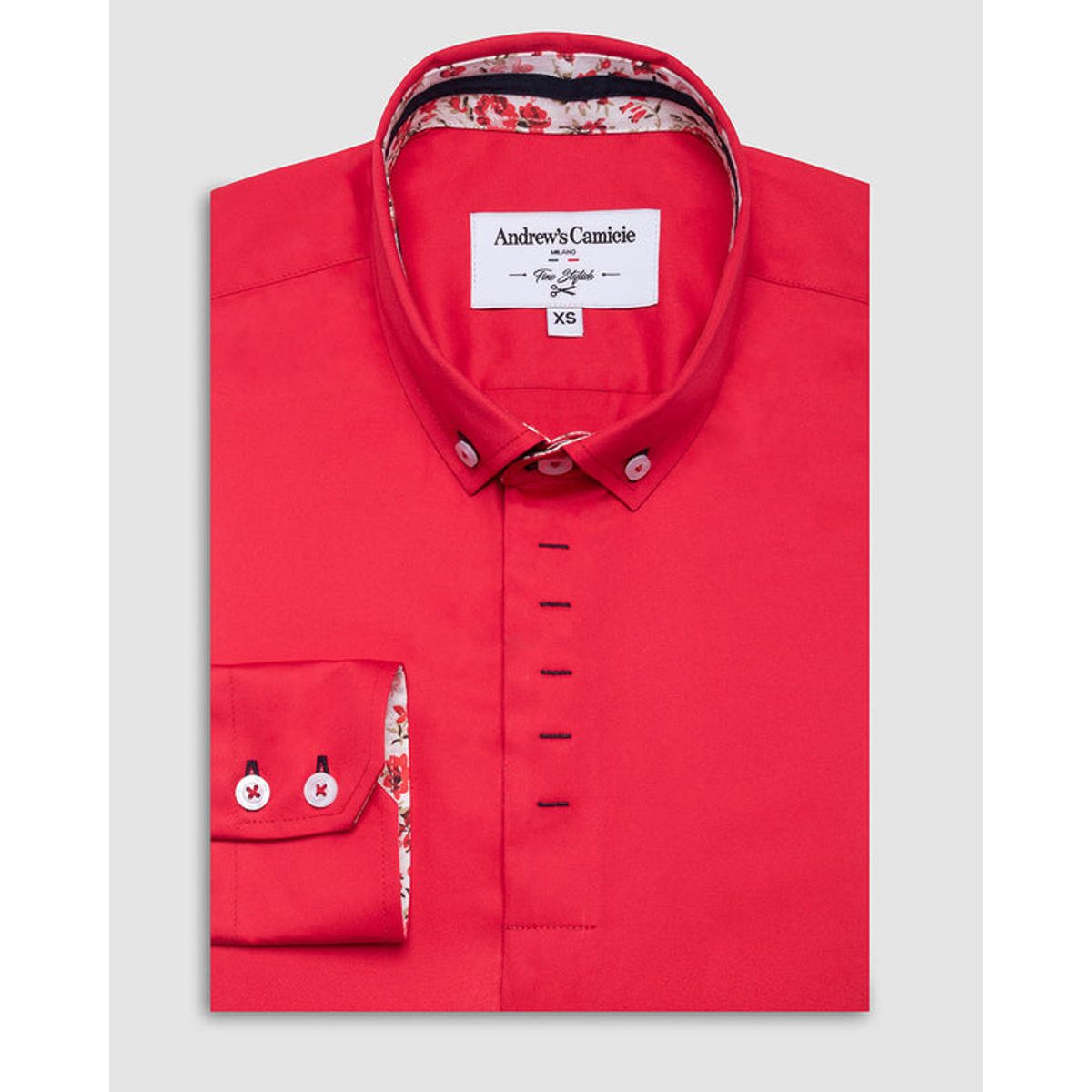 ANDREW'S TIES - Camisa Casual - cuello button-down  puño simple 2 botones rojo