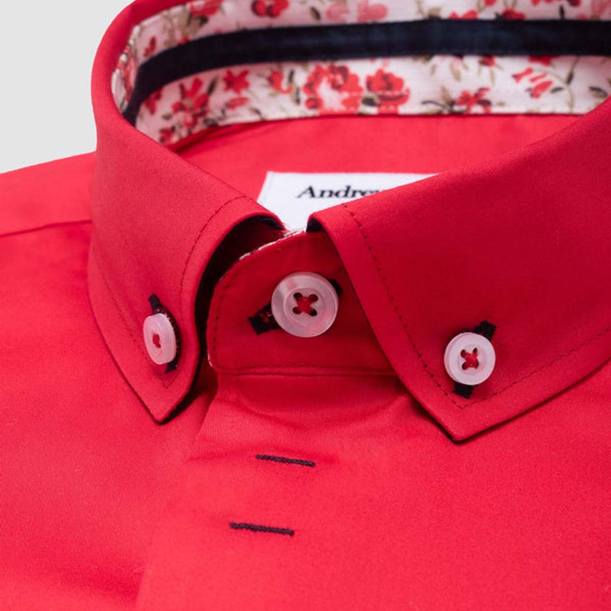ANDREW'S TIES - Camisa Casual - cuello button-down  puño simple 2 botones rojo