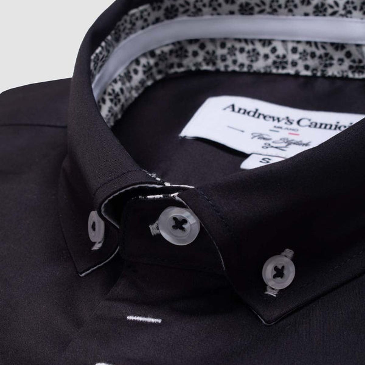 ANDREW'S TIES - Camisa Casual - Puño simple 2 botones Negro