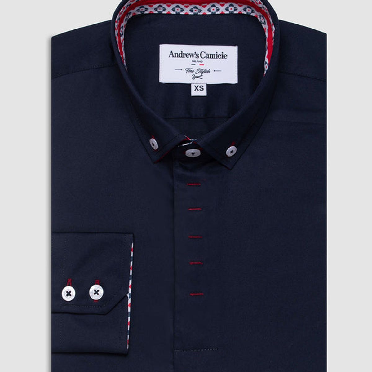 ANDREW'S TIES - Camisa Casual - cuello button-down puño simple 2 botones azul