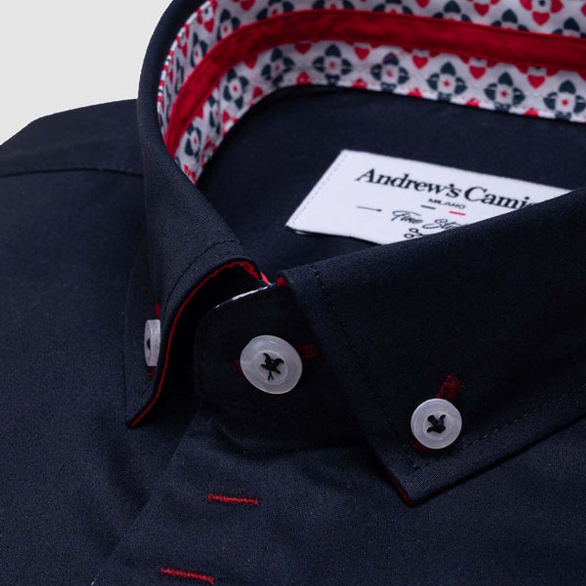 ANDREW'S TIES - Camisa Casual - cuello button-down puño simple 2 botones azul