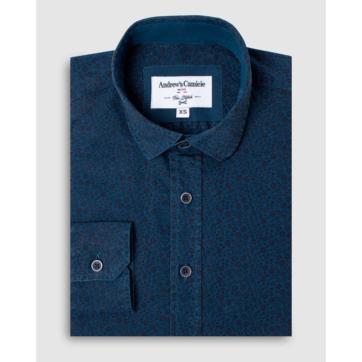 ANDREW'S TIES - Camisa Casual Azul con Detalle de Flores