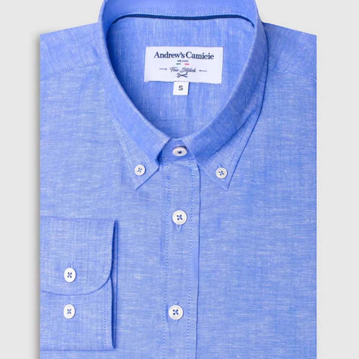 ANDREW'S TIES - Camisa Casual popelin - cuello button-down  puño redondo regular azul