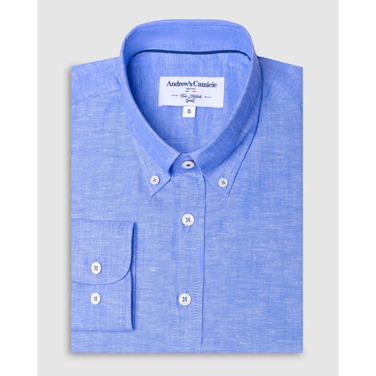 ANDREW'S TIES - Camisa Casual popelin - cuello button-down  puño redondo regular azul