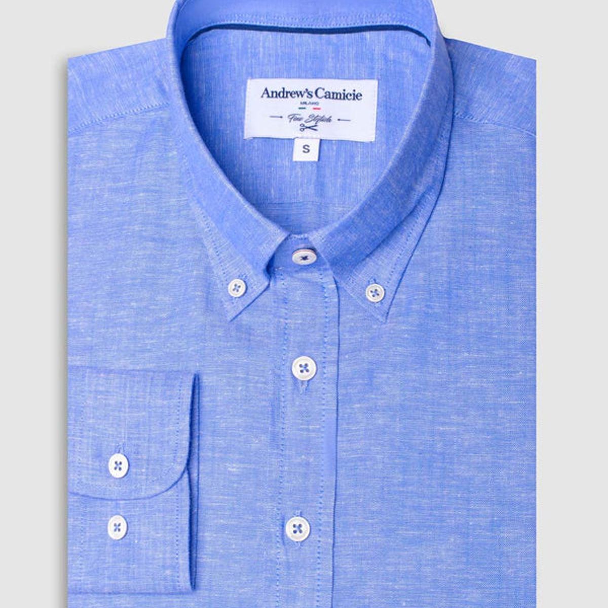 ANDREW'S TIES - Camisa Casual popelin - cuello button-down  puño redondo regular azul