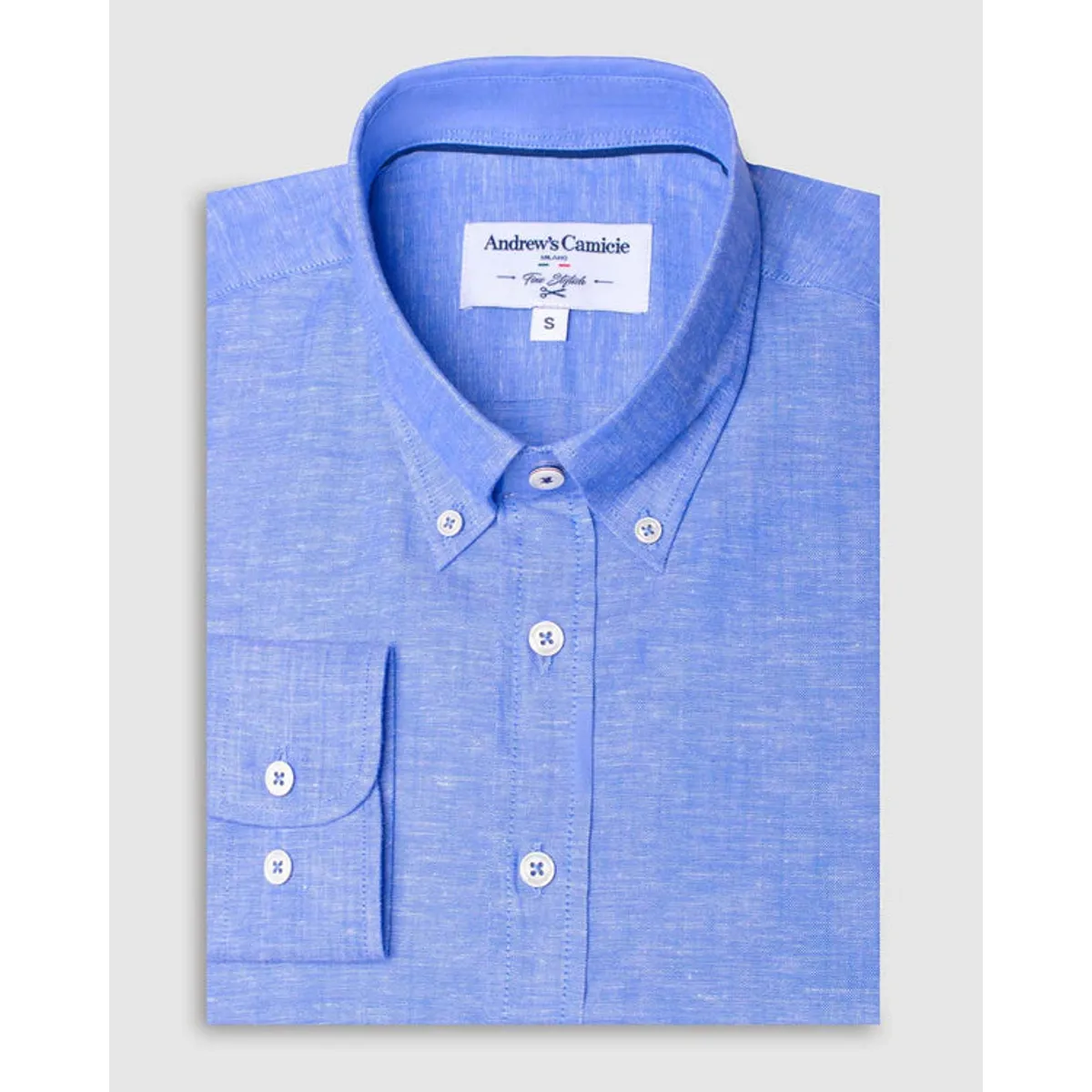 ANDREW'S TIES - Camisa Casual popelin - cuello button-down  puño redondo regular azul