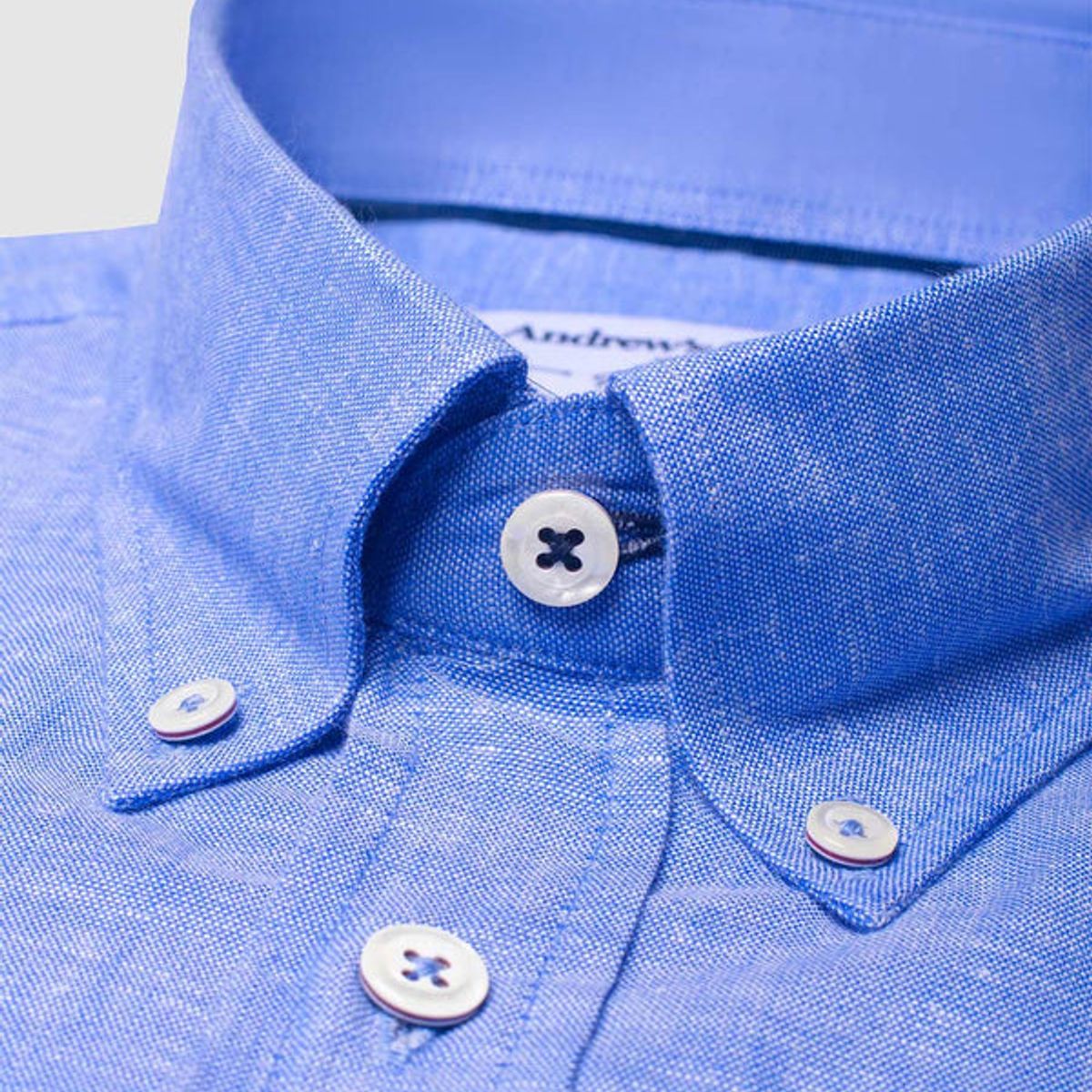 ANDREW'S TIES - Camisa Casual popelin - cuello button-down  puño redondo regular azul
