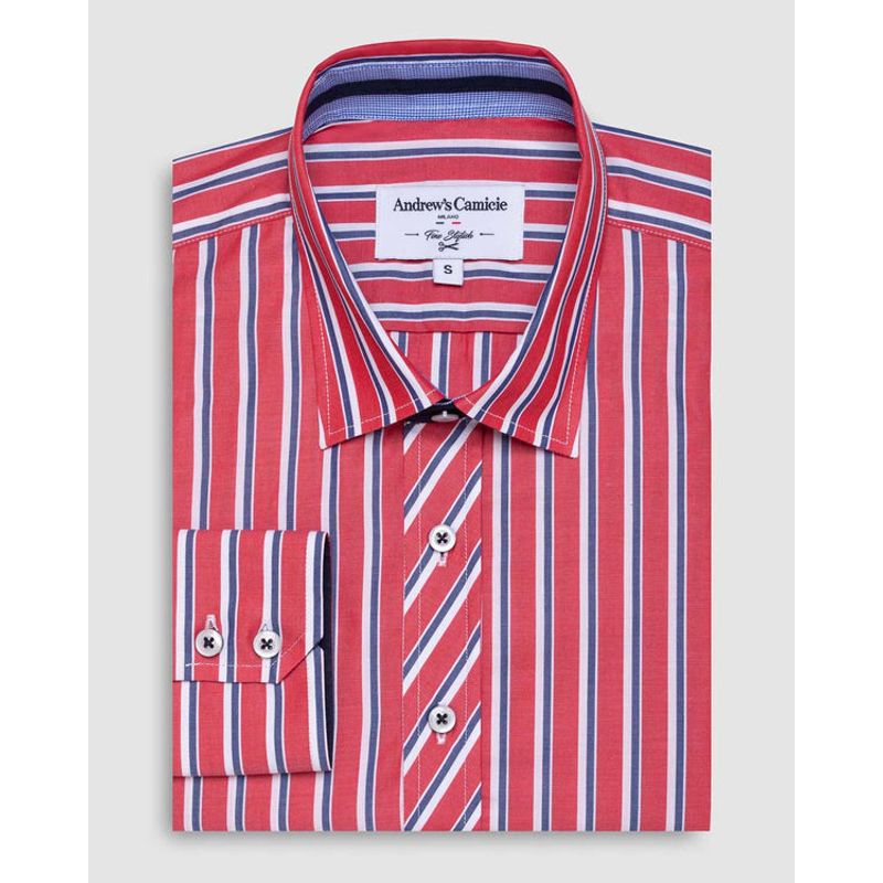 ANDREW'S TIES - Camisa Casual - cuello button-down  puño simple 2 botones regular rojo
