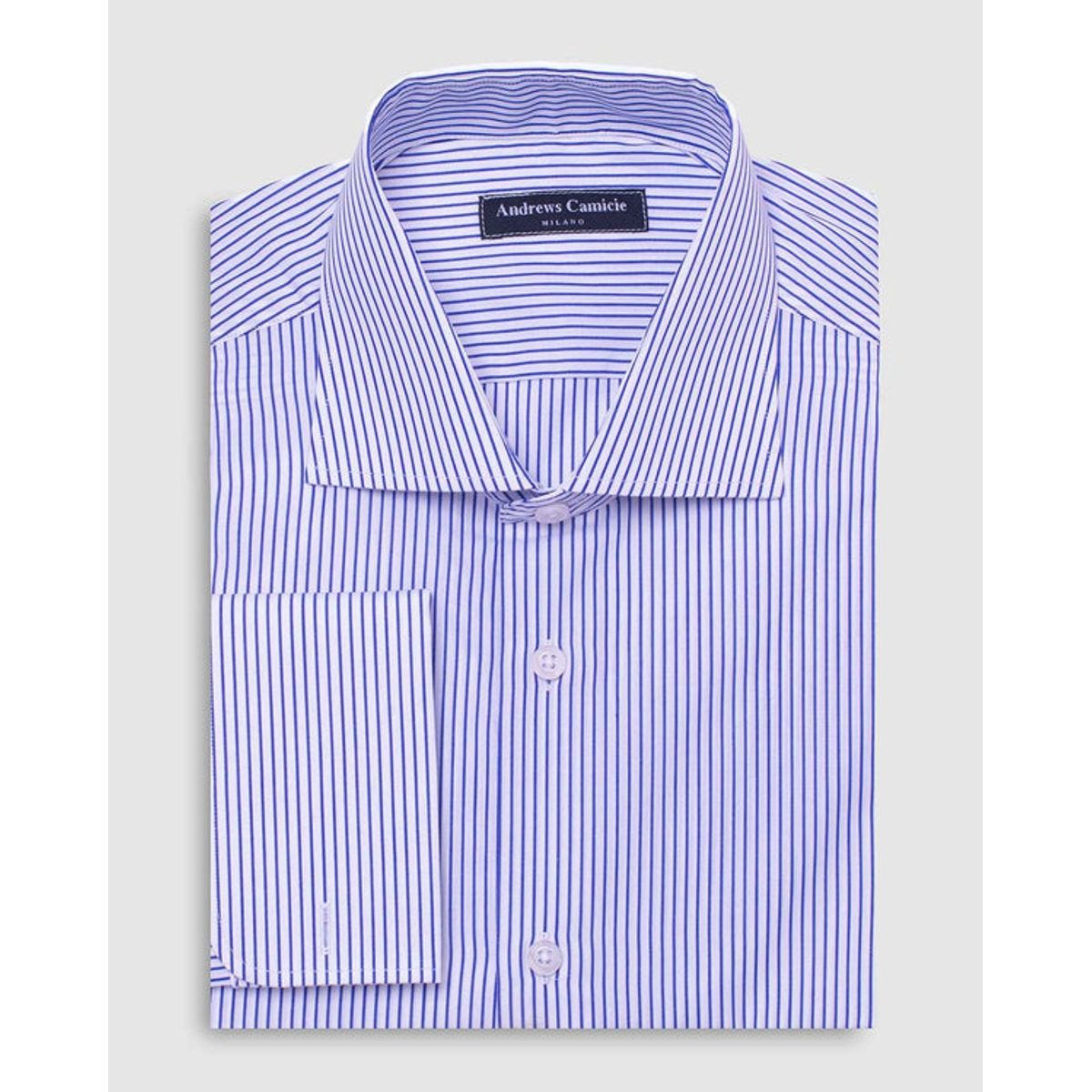 ANDREW'S TIES - Camisa Vestir popelin - Cuello Italiano  puño gemelo regular blanco