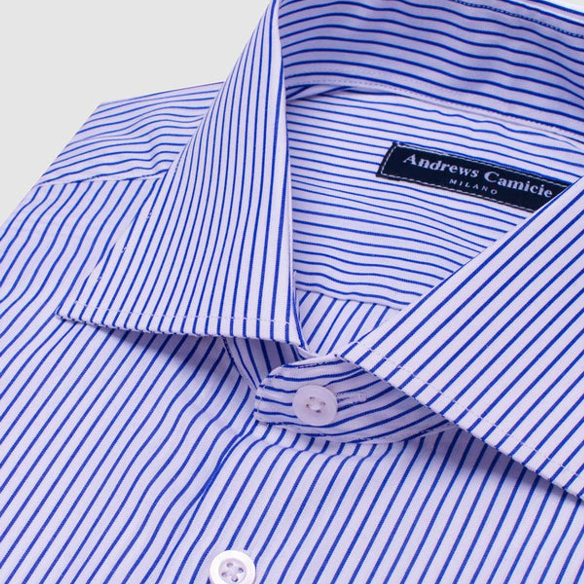 ANDREW'S TIES - Camisa Vestir popelin - Cuello Italiano  puño gemelo regular blanco