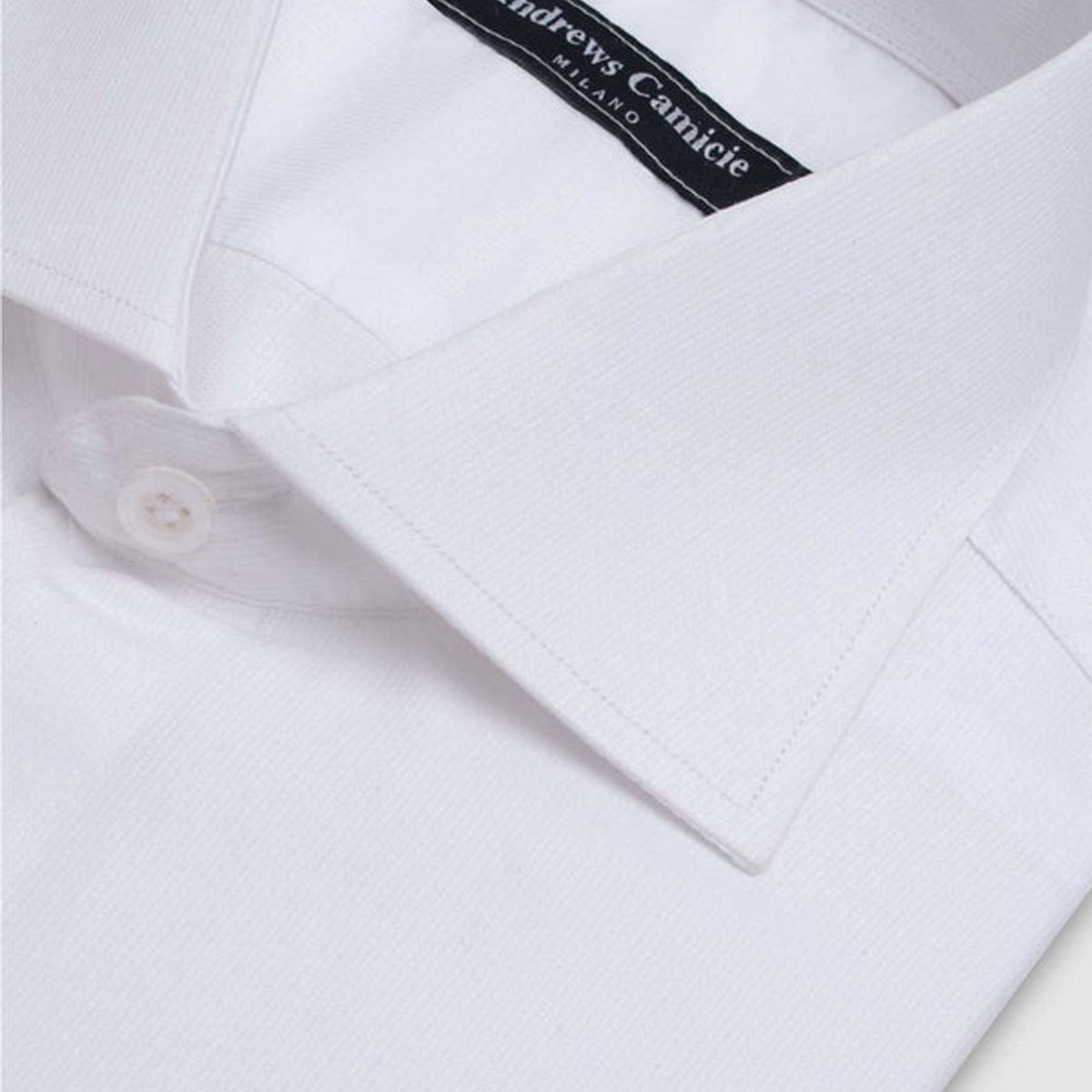 ANDREW'S TIES - Camisa Vestir oxford - Cuello Italiano  puño gemelo regular blanco