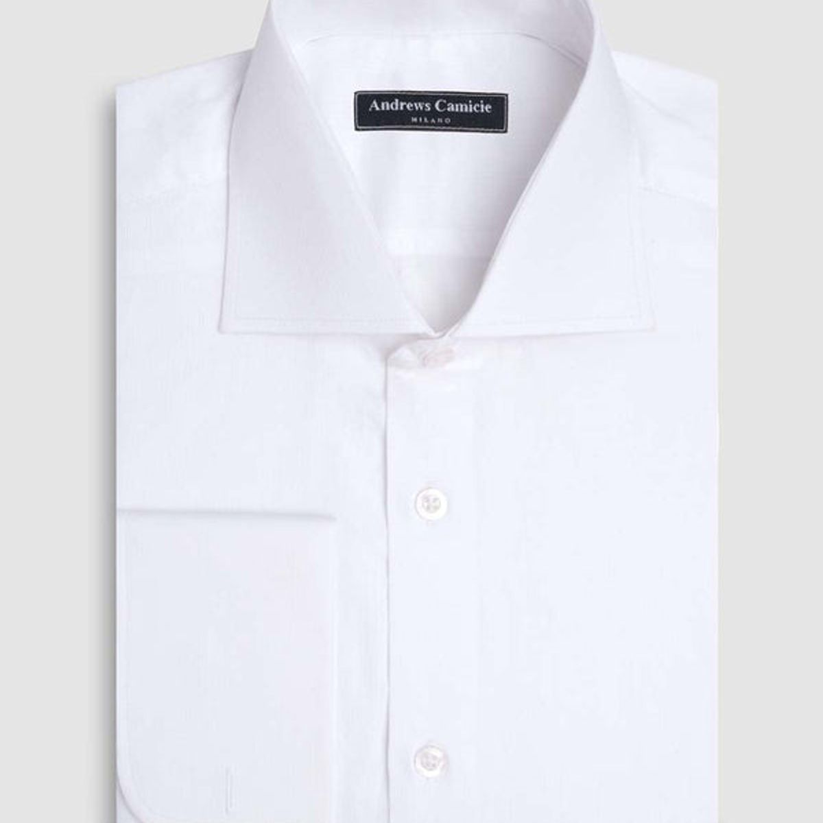 ANDREW'S TIES - Camisa Vestir oxford - Cuello Italiano  puño gemelo regular blanco