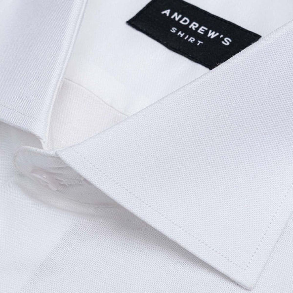 ANDREW'S TIES - Camisa Vestir oxford - Cuello Italiano  puño simple regular blanco