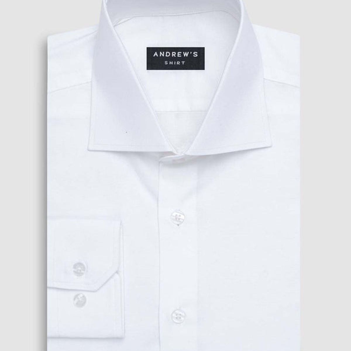 ANDREW'S TIES - Camisa Vestir oxford - Cuello Italiano  puño simple regular blanco