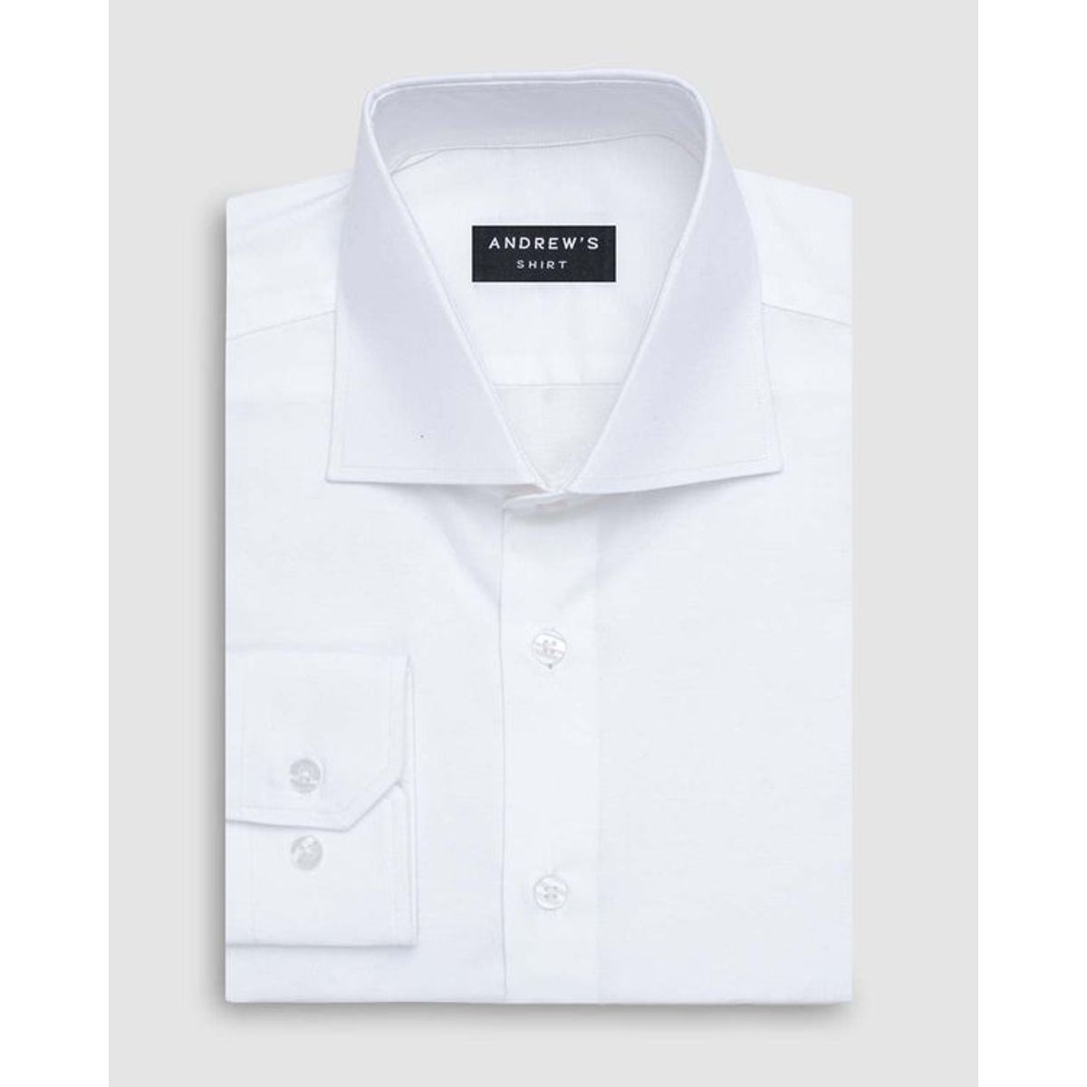 ANDREW'S TIES - Camisa Vestir oxford - Cuello Italiano  puño simple regular blanco