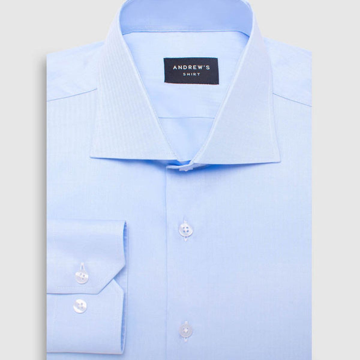 ANDREW'S TIES - Camisa Vestir dobby - Cuello Italiano  Puño simple regular azul