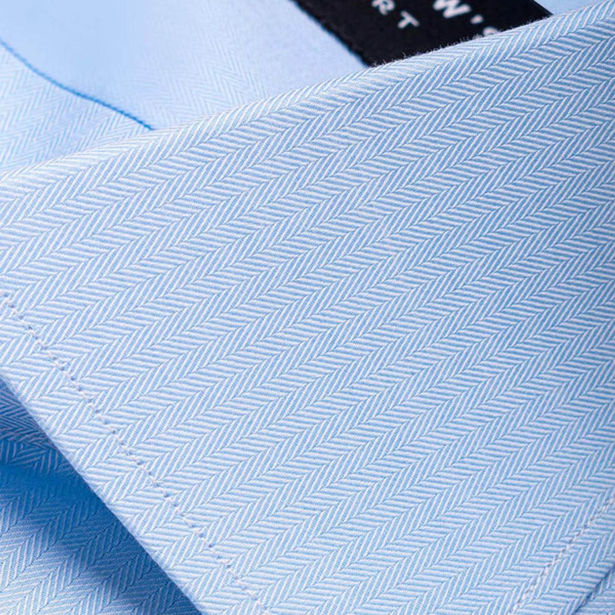 ANDREW'S TIES - Camisa Vestir dobby - Cuello Italiano  Puño simple regular azul