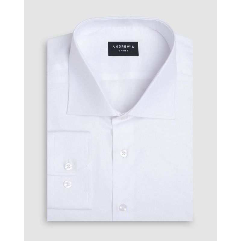 ANDREW'S TIES - Camisa Vestir Oxford - Cuello Italiano  Puño simple regular blanco