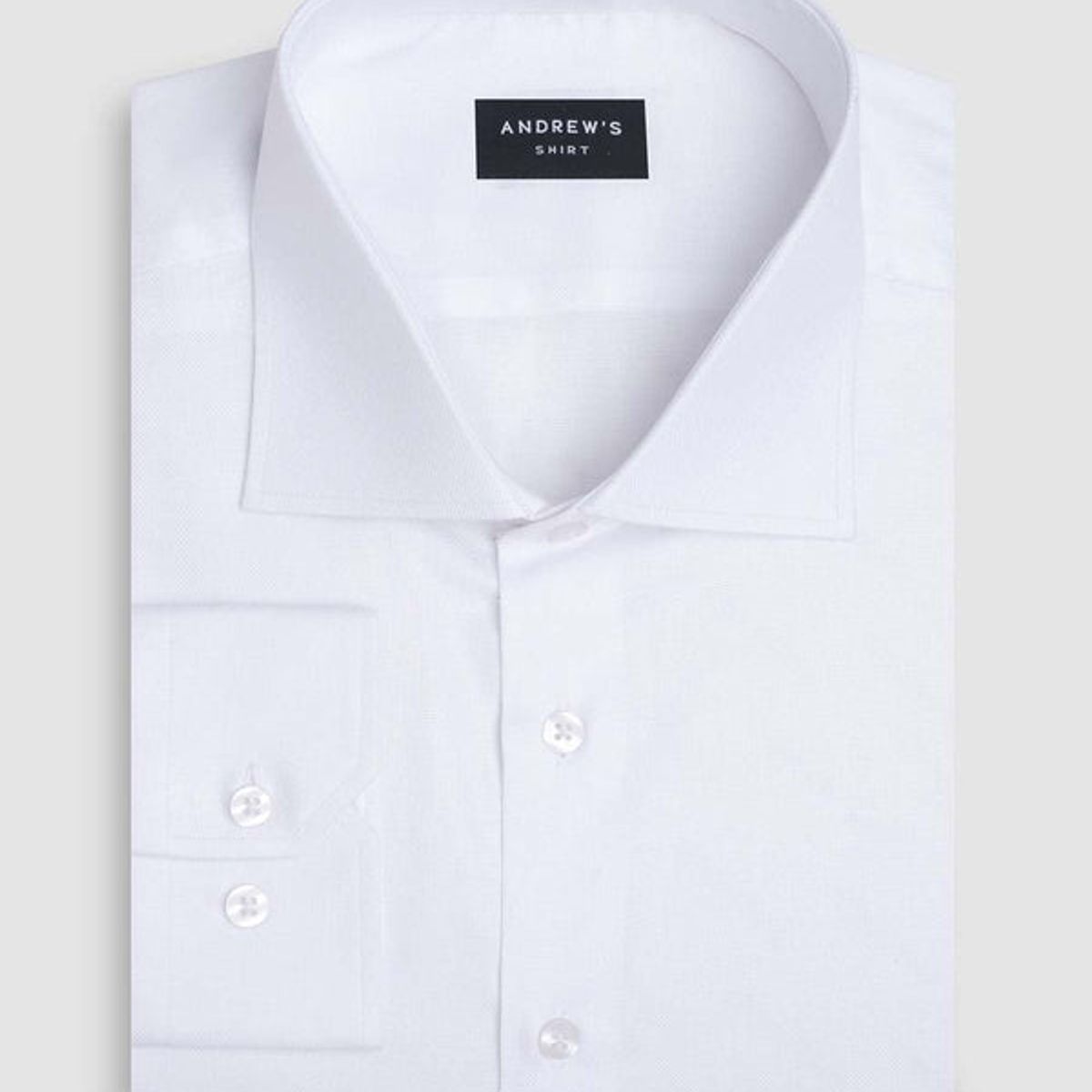 ANDREW'S TIES - Camisa Vestir Oxford - Cuello Italiano  Puño simple regular blanco