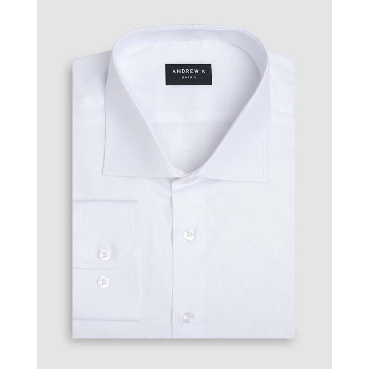 ANDREW'S TIES - Camisa Vestir Oxford - Cuello Italiano  Puño simple regular blanco