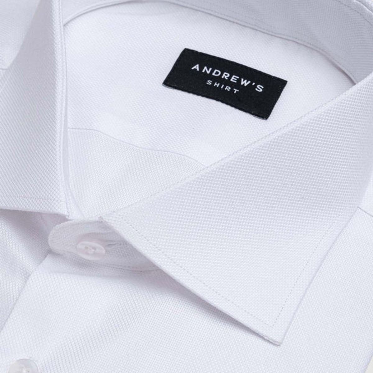 ANDREW'S TIES - Camisa Vestir Oxford - Cuello Italiano  Puño simple regular blanco