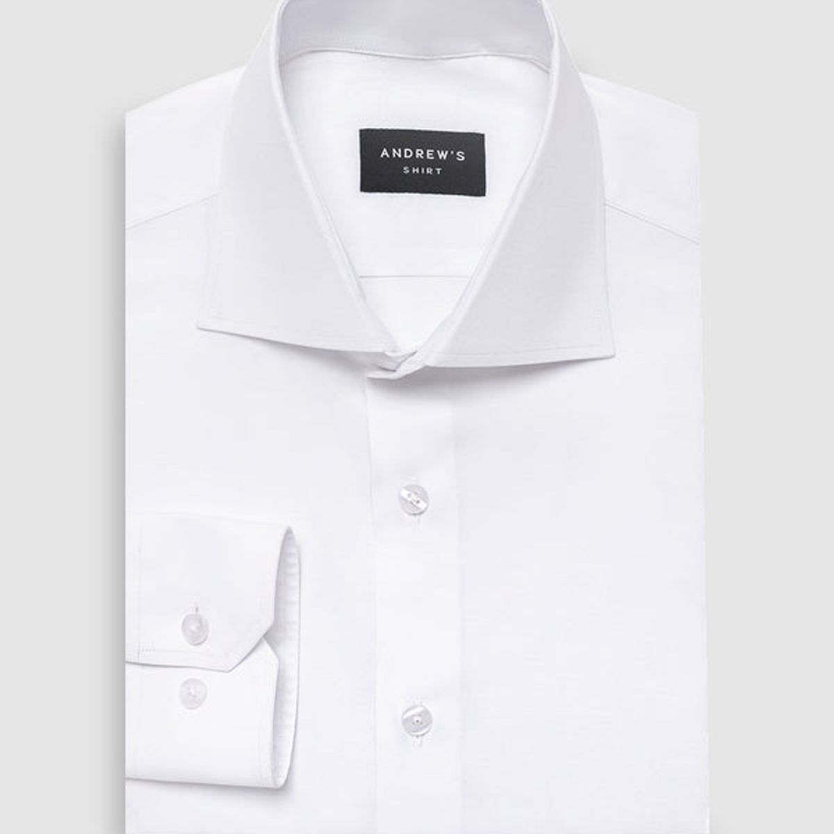 ANDREW'S TIES - Camisa Vestir dobby satín - Cuello Italiano  Puño simple regular blanco