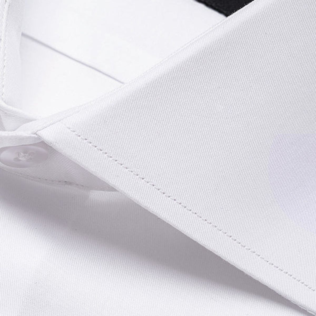 ANDREW'S TIES - Camisa Vestir dobby satín - Cuello Italiano  Puño simple regular blanco