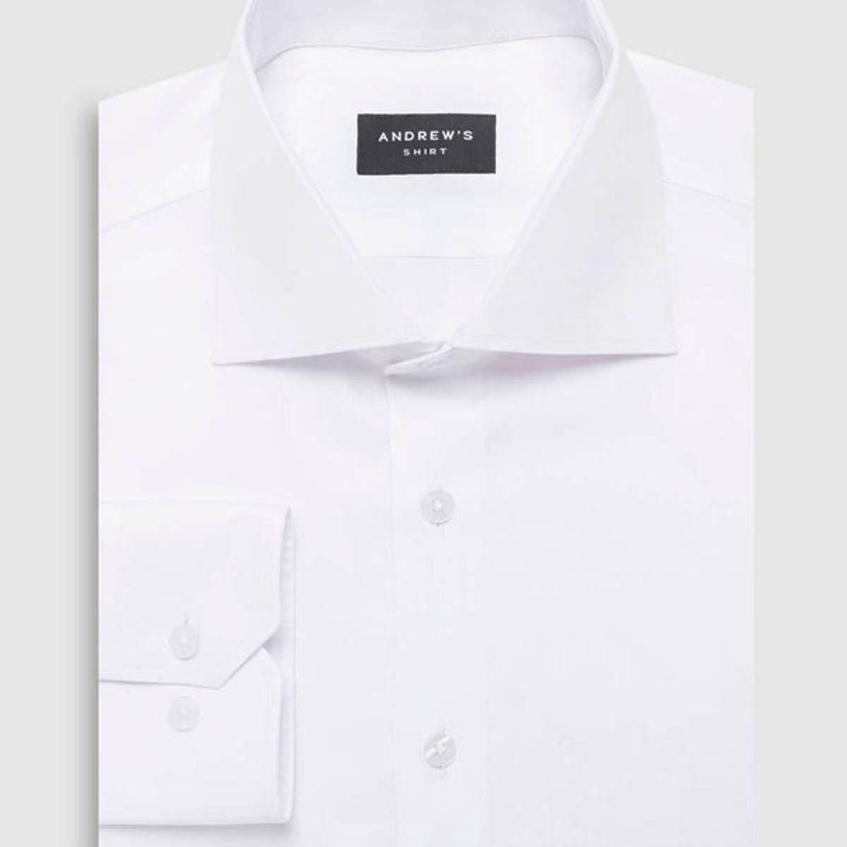 ANDREW'S TIES - Camisa Vestir dobby - Cuello Italiano  Puño simple regular blanco