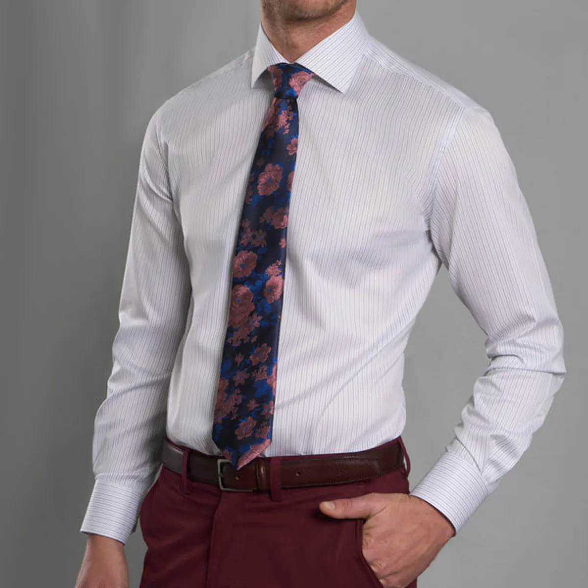 ANDREW'S TIES - camisa vestir - Puño simple blanco a rayas