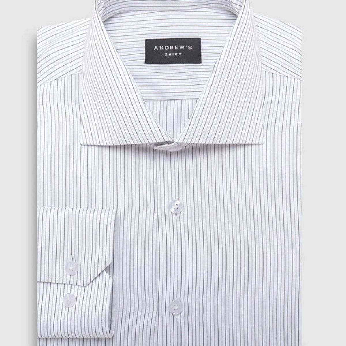 Andrew'S Ties - camisa vestir - Puño simple blanco a rayas