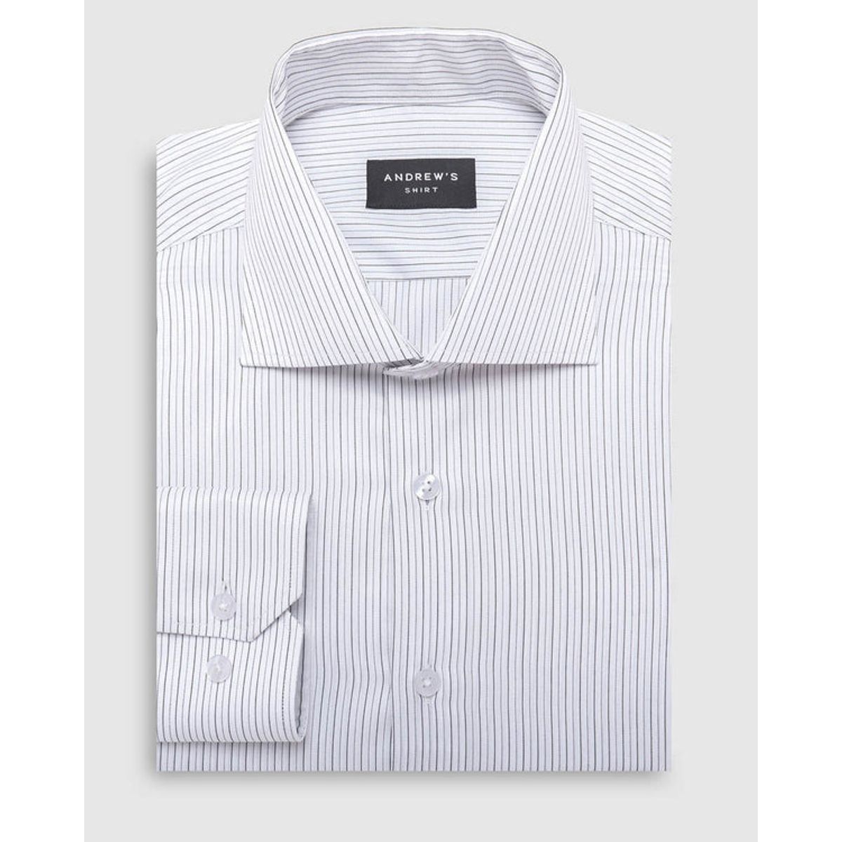 Andrew'S Ties - camisa vestir - Puño simple blanco a rayas