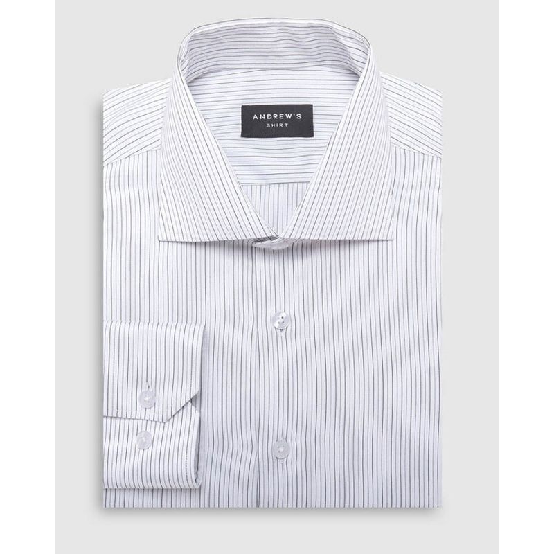 ANDREW'S TIES - camisa vestir - Puño simple blanco a rayas