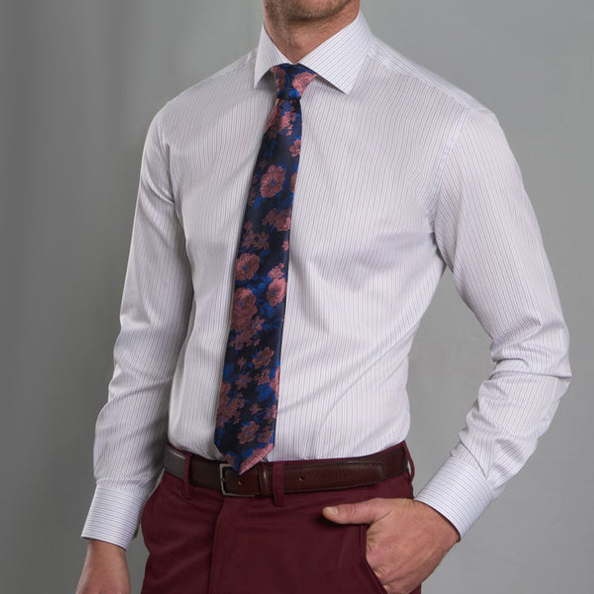 ANDREW'S TIES - camisa vestir - Puño simple blanco a rayas