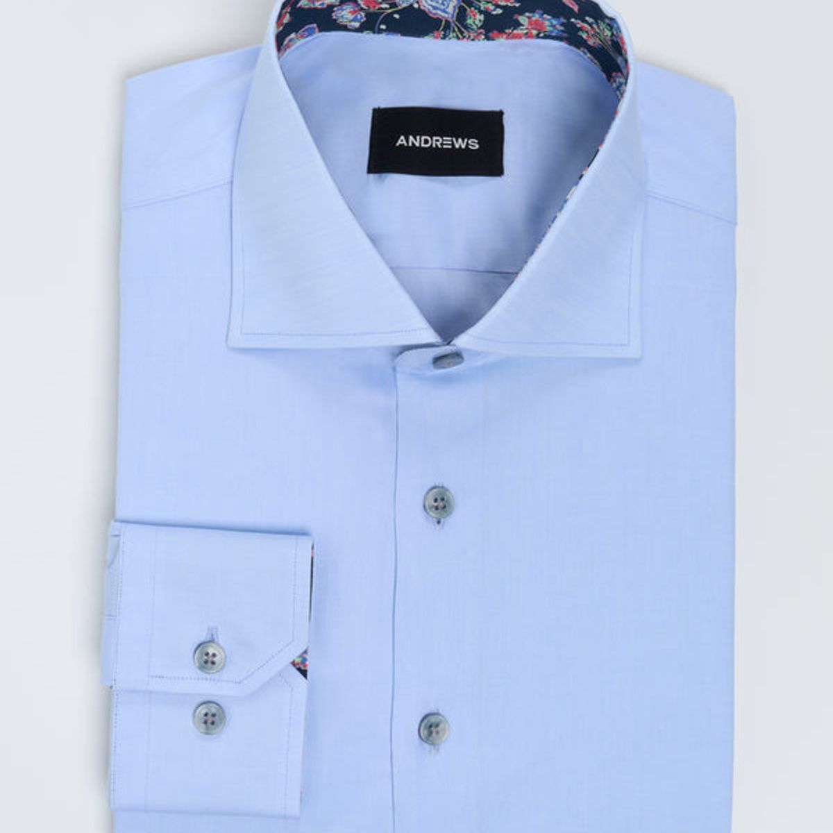 ANDREW'S TIES - Camisa vestir Business Celeste - Cuello Italiano puño simple