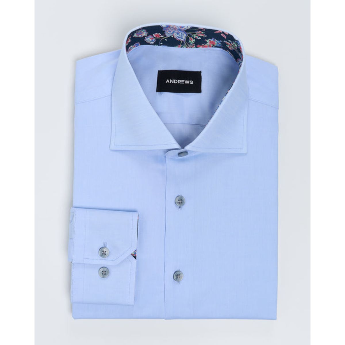 ANDREW'S TIES - Camisa vestir Business Celeste - Cuello Italiano puño simple