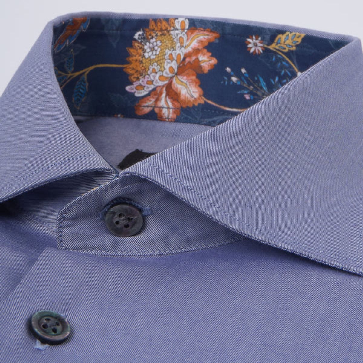 ANDREW'S TIES - Camisa vestir Business Gris- Cuello Italiano puño simple