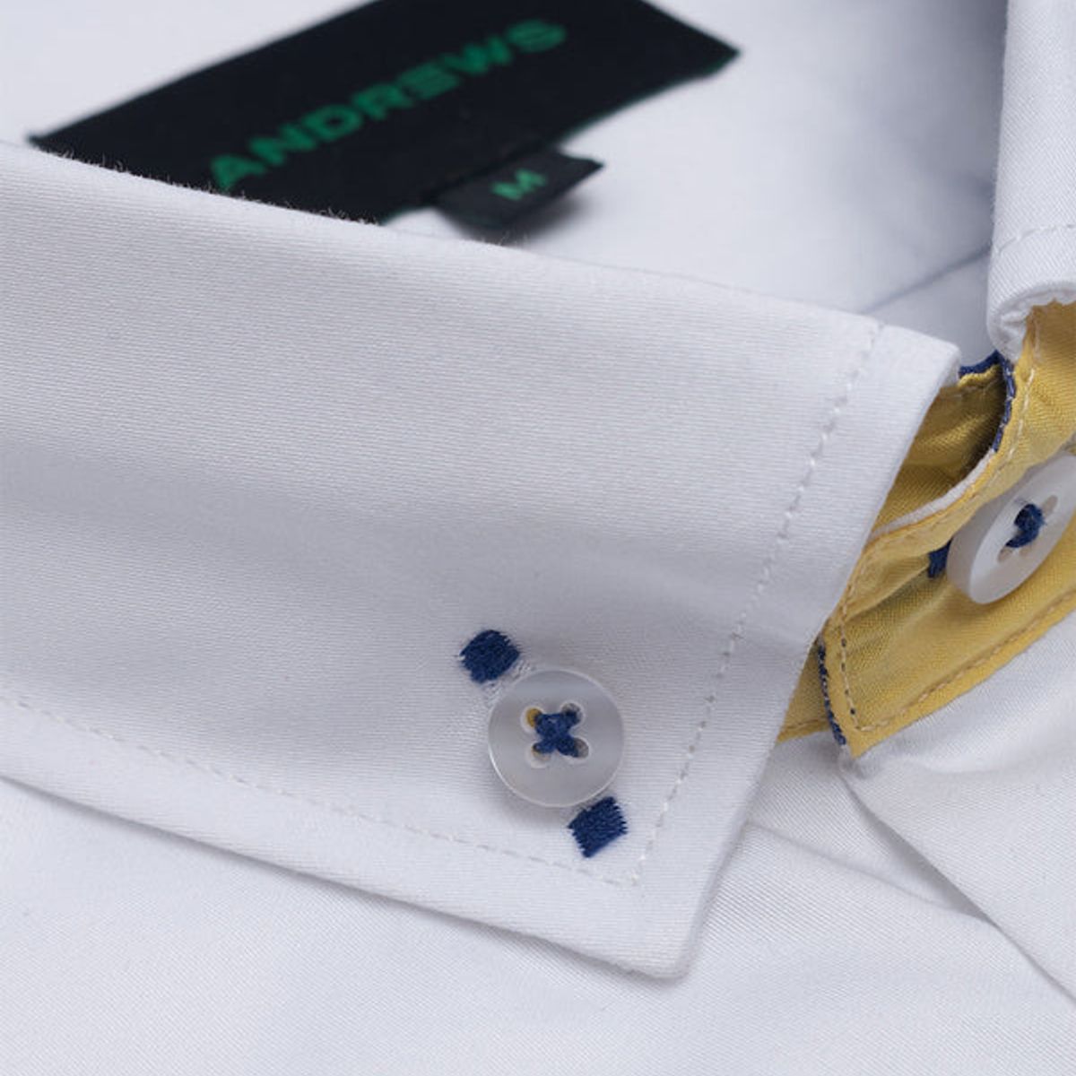 ANDREW'S TIES - Camisa Casual popelin - cuello button-down  Manga corta blanco