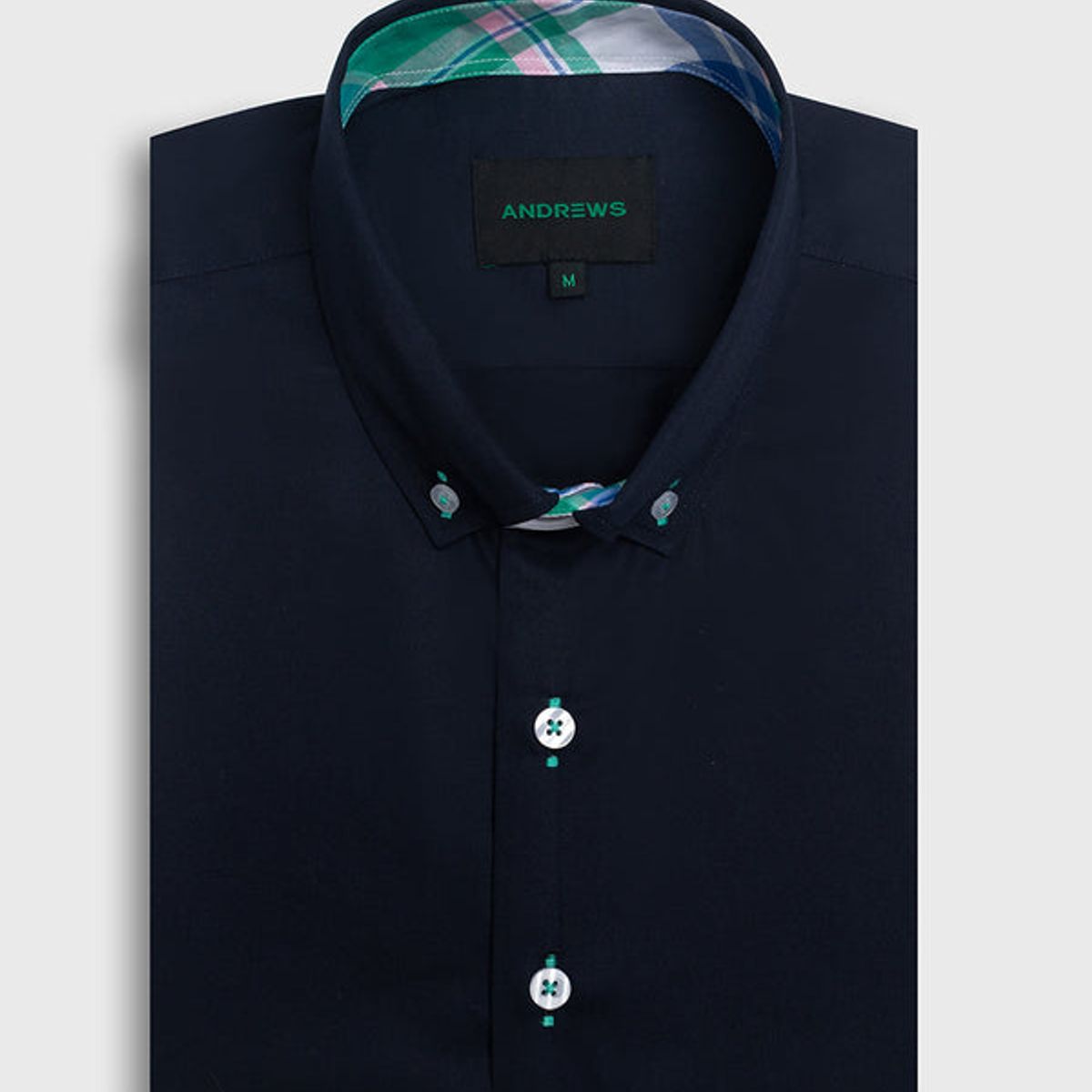 ANDREW'S TIES - Camisa Casual popelin - cuello button-down  Manga Corta regular azul