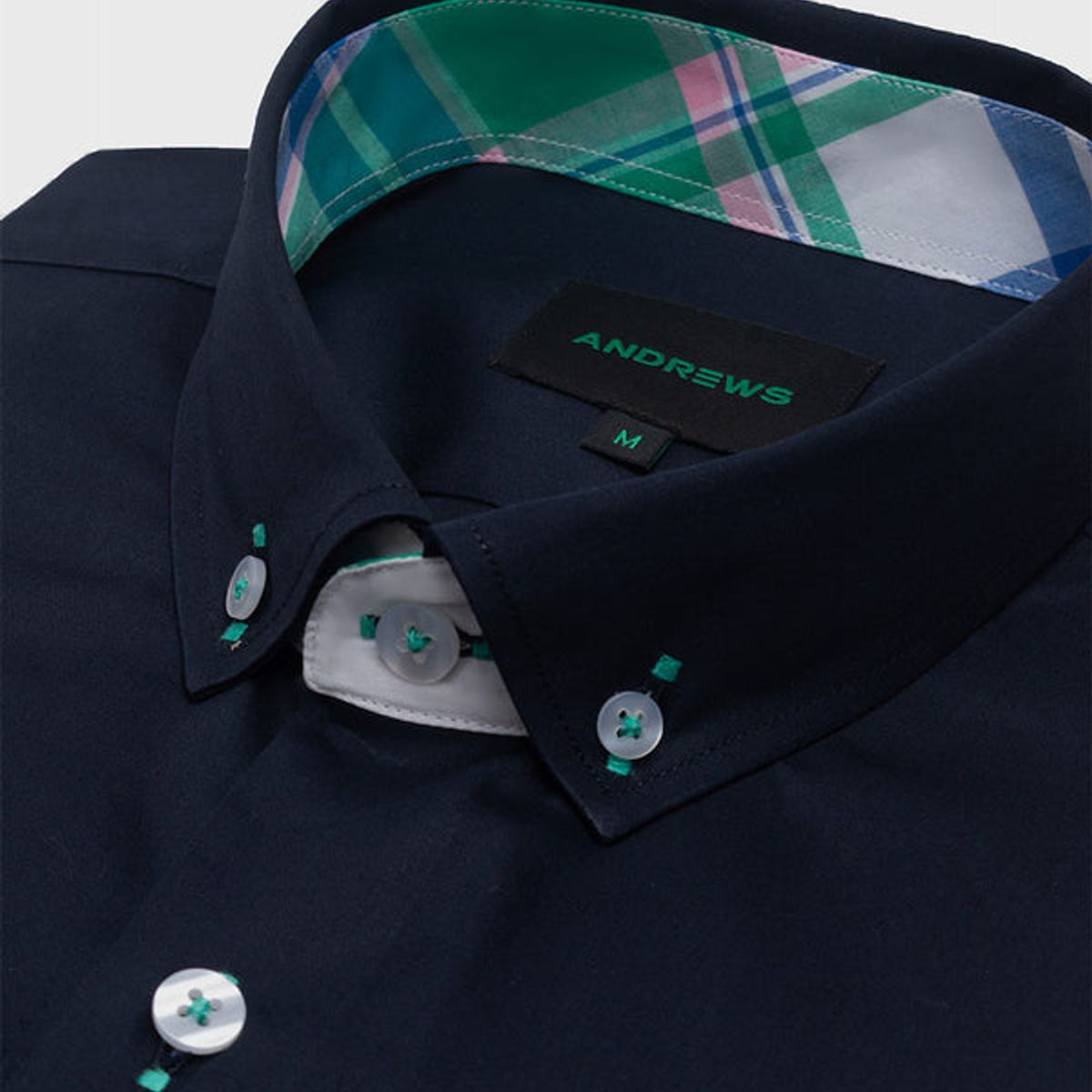 ANDREW'S TIES - Camisa Casual popelin - cuello button-down  Manga Corta regular azul