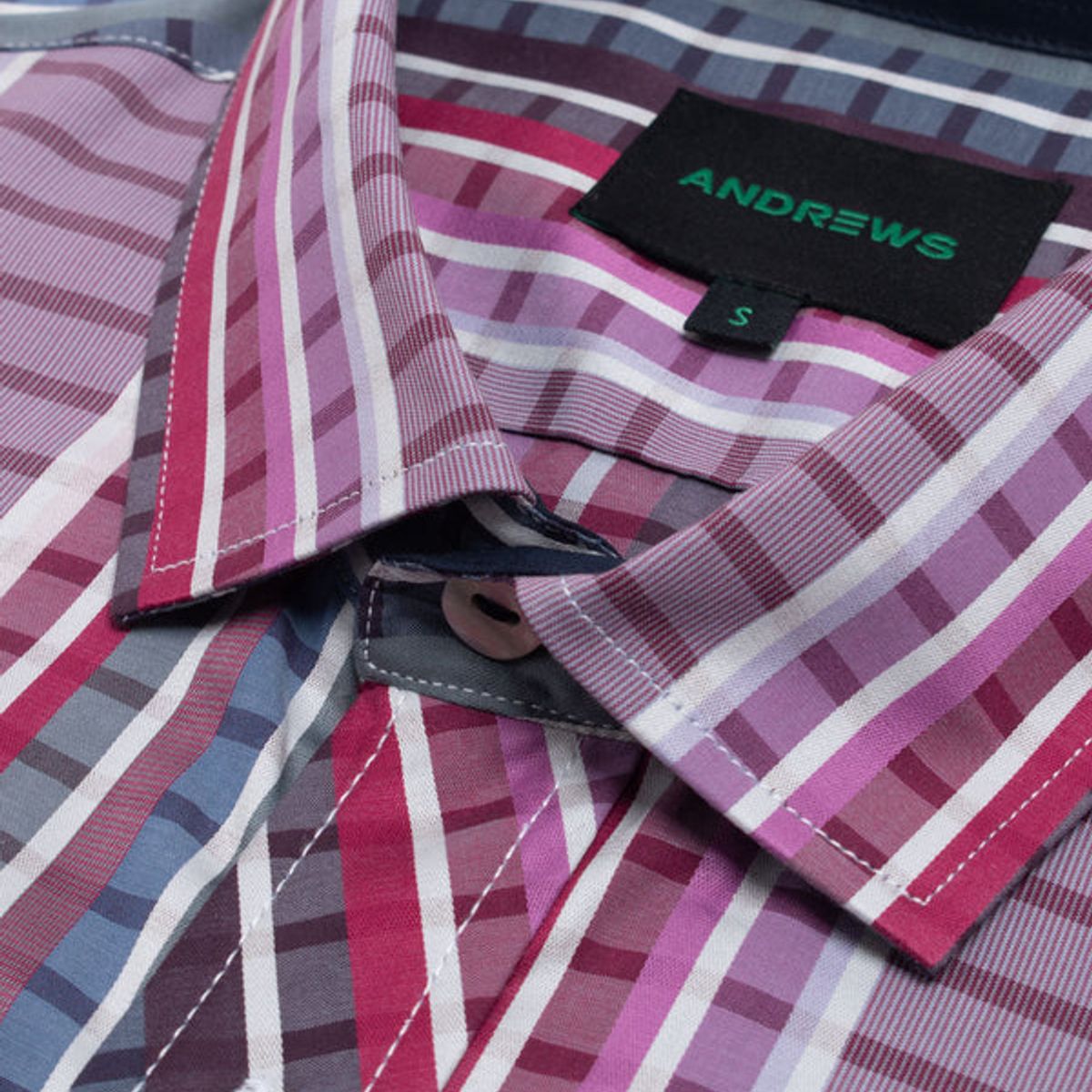 ANDREW'S TIES - Camisa Casual - Cuello Italiano puño simple 2 botones Burdeo